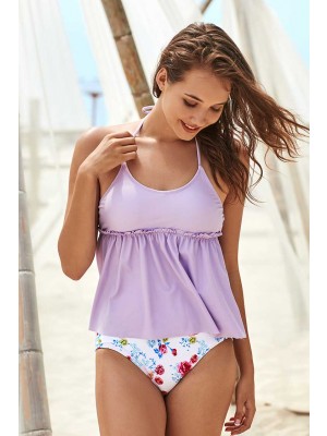Light Purple Halter Tankini Set