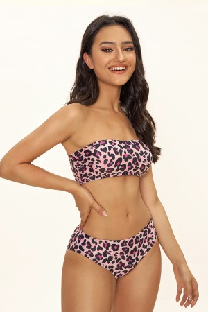 Leopard Print Bandeau Bikini Set