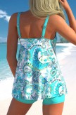 Cyan Tribal Print Wide Strap Tankini Set