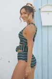 Atlantic Stripe Switch V Neck Bikini Set