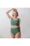 MAGENTA CHECK OLIVIA SWIM CROP