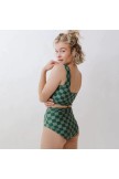 MAGENTA CHECK OLIVIA SWIM CROP