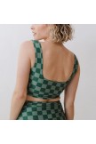 MAGENTA CHECK OLIVIA SWIM CROP