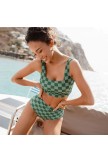 MAGENTA CHECK OLIVIA SWIM CROP