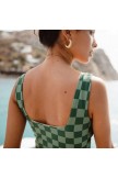 MAGENTA CHECK OLIVIA SWIM CROP
